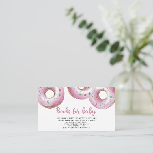 Rosa Donuts Bücher für das Baby Begleitkarte (Stehend Vorderseite)
