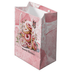 Rosa Donuts & Florale Schmetterlings-Girl-Baby-Par Mittlere Geschenktüte