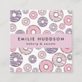 Rosa Donuts, Lila Donuts, Kuchenladen, Konditorei Quadratische Visitenkarte (Vorderseite)