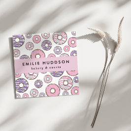 Rosa Donuts, Lila Donuts, Kuchenladen, Konditorei Quadratische Visitenkarte