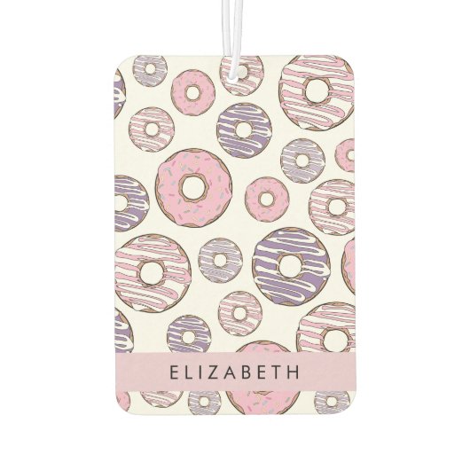 Rosa Donuts, Lila Donuts, Sprinklen, Ihr Name Autolufterfrischer (Rückseite)