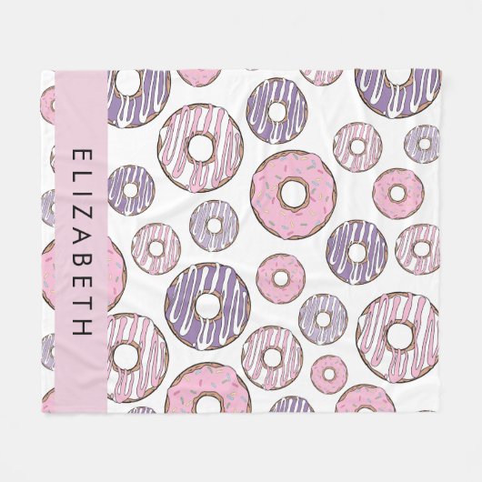 Rosa Donuts, Lila Donuts, Sprinklen, Ihr Name Fleecedecke (Vorderseite (Horizontal))