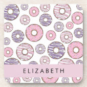 Rosa Donuts, Lila Donuts, Sprinklen, Ihr Name Getränkeuntersetzer (Vorderseite)
