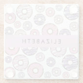 Rosa Donuts, Lila Donuts, Sprinklen, Ihr Name Glasuntersetzer (Rückseite)