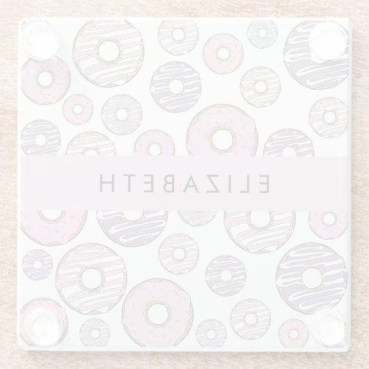 Rosa Donuts, Lila Donuts, Sprinklen, Ihr Name Glasuntersetzer (Rückseite)