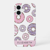 Rosa Donuts, Lila Donuts, Sprinklen, Ihr Name iPhone 16 Hülle (Rückseite)