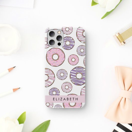 Rosa Donuts, Lila Donuts, Sprinklen, Ihr Name iPhone 16 Hülle