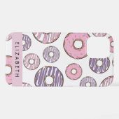 Rosa Donuts, Lila Donuts, Sprinklen, Ihr Name iPhone Hülle (Rückseite (Horizontal))
