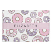 Rosa Donuts, Lila Donuts, Sprinklen, Ihr Name Kissenbezug (Rückseite)