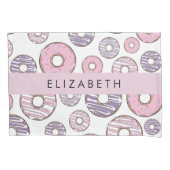 Rosa Donuts, Lila Donuts, Sprinklen, Ihr Name Kissenbezug (Vorderseite)