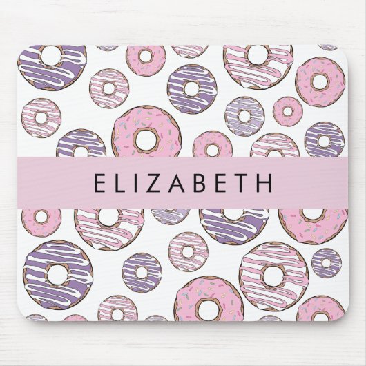 Rosa Donuts, Lila Donuts, Sprinklen, Ihr Name Mousepad (Vorne)