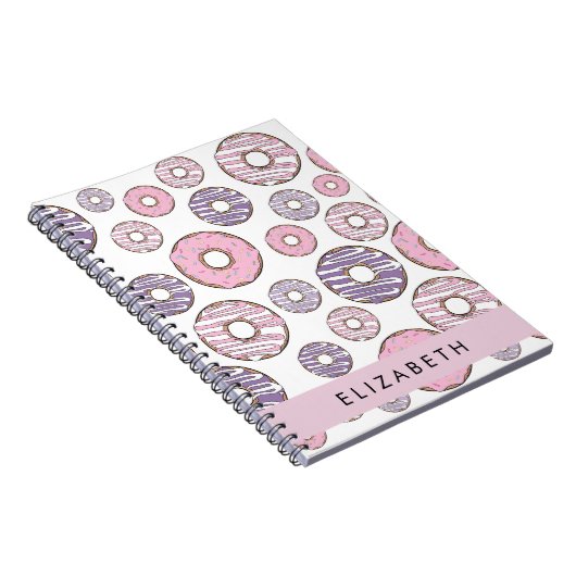 Rosa Donuts, Lila Donuts, Sprinklen, Ihr Name Notizblock (Rechte Seite)