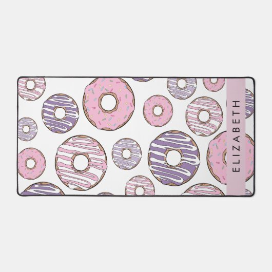 Rosa Donuts, Lila Donuts, Sprinklen, Ihr Name Schreibtischunterlage (Vorderseite)