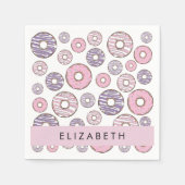 Rosa Donuts, Lila Donuts, Sprinklen, Ihr Name Serviette (Vorderseite)