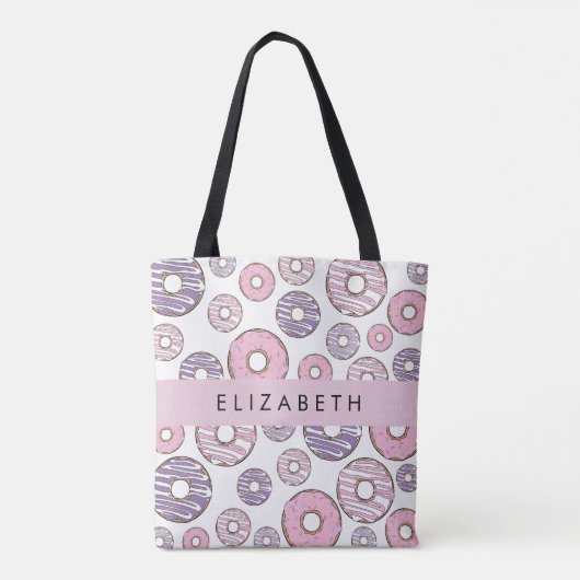 Rosa Donuts, Lila Donuts, Sprinklen, Ihr Name Tasche (Rückseite)