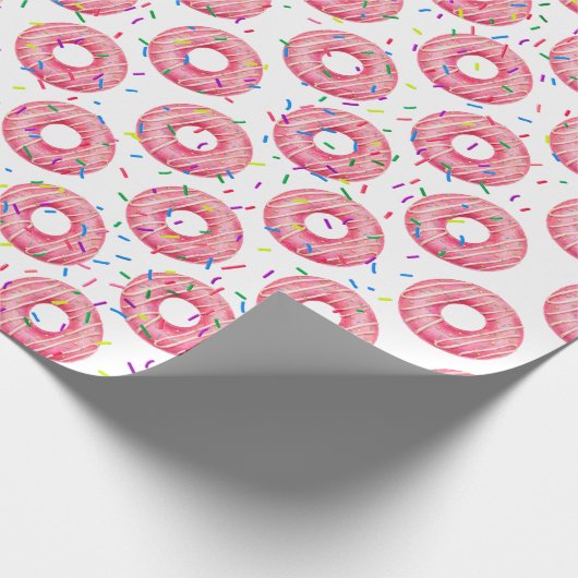 Rosa Donuts mit Sprinklen Geschenkpapier (Ecke)