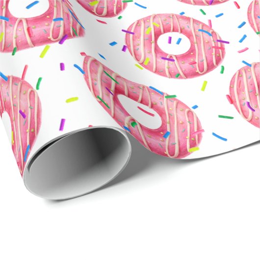 Rosa Donuts mit Sprinklen Geschenkpapier (Rolleneckpunkt)