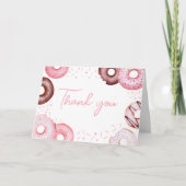 Rosa Donuts und Windeln Kinderdusche Dankeskarte (Vorderseite)