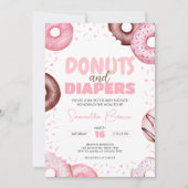 Rosa Donuts und Windeln Kinderdusche Einladung (Vorderseite)