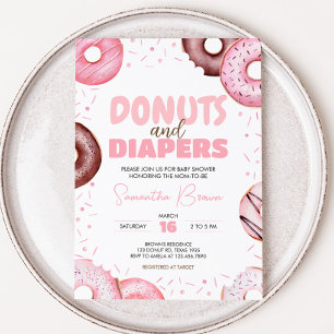 Rosa Donuts und Windeln Kinderdusche Einladung