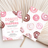 Rosa Donuts und Windeln Kinderdusche Einladung