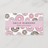 Rosa Donuts, weiße Donuts, Kuchenladen, Konditorei Visitenkarte (Vorderseite)