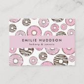 Rosa Donuts, weiße Donuts, Kuchenladen, Konditorei Visitenkarte (Vorderseite)