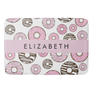 Rosa Donuts, weiße Donuts, Sprinklen, Ihr Name Badematte