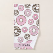 Rosa Donuts, weiße Donuts, Sprinklen, Ihr Name Badhandtuch Set (Handtuch)