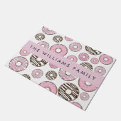 Rosa Donuts, weiße Donuts, Sprinklen, Ihr Name Fußmatte (Schrägansicht)