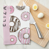 Rosa Donuts, weiße Donuts, Sprinklen, Ihr Name Geschirrtuch (Viertel Falte)