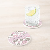 Rosa Donuts, weiße Donuts, Sprinklen, Ihr Name Getränkeuntersetzer (Seite)