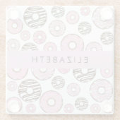 Rosa Donuts, weiße Donuts, Sprinklen, Ihr Name Glasuntersetzer (Rückseite)