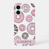 Rosa Donuts, weiße Donuts, Sprinklen, Ihr Name iPhone 16 Hülle (Rückseite)