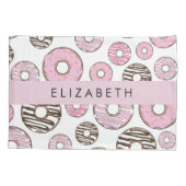Rosa Donuts, weiße Donuts, Sprinklen, Ihr Name Kissenbezug (Rückseite)