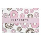 Rosa Donuts, weiße Donuts, Sprinklen, Ihr Name Kissenbezug (Vorderseite)