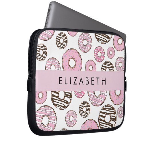 Rosa Donuts, weiße Donuts, Sprinklen, Ihr Name Laptopschutzhülle (Vorne Rechts)