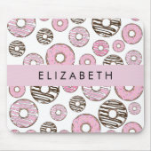 Rosa Donuts, weiße Donuts, Sprinklen, Ihr Name Mousepad (Vorne)