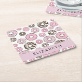 Rosa Donuts, weiße Donuts, Sprinklen, Ihr Name Rechteckiger Pappuntersetzer (angewinkelt)