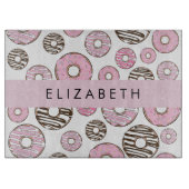 Rosa Donuts, weiße Donuts, Sprinklen, Ihr Name Schneidebrett (Vorderseite)