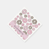 Rosa Donuts, weiße Donuts, Sprinklen, Ihr Name Serviette (Ecke)