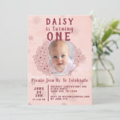 Rosa-Doodle-Blume-Foto Einladung (Stehend Vorderseite)