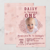 Rosa-Doodle-Blume-Foto Einladung (Vorne/Hinten)