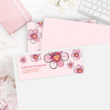 Rosa Doodle-Blumen-Baby-Shower-Rücksendeadresse