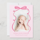 Rosa Doodle Bow Rahmen Geburtshaus Ankündigung Fot (Vorderseite)