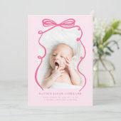 Rosa Doodle Bow Rahmen Geburtshaus Ankündigung Fot (Stehend Vorderseite)