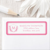 Rosa Doppelbläserne Wappen Monogramm-Adresse (Insitu)