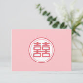 Rosa Doppelglücke - Runde RSVP Karte (Stehend Vorderseite)