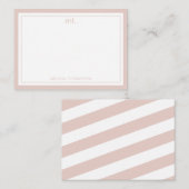 Rosa Doppelgrenzenlose Moderne Monogramm Streifen Mitteilungskarte (Vorne/Hinten)
