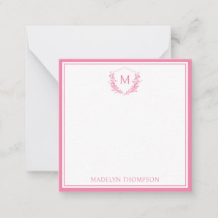Rosa Doppelgrenzenlose Wappen Monogramm Mitteilungskarte